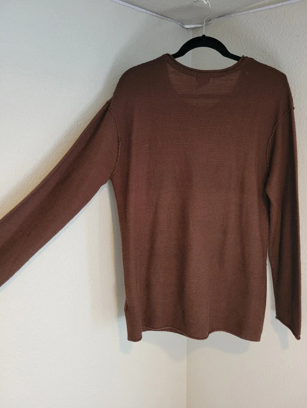 H&M Men's Dark Mauv/Brown LongCrewneck Knit Sweater